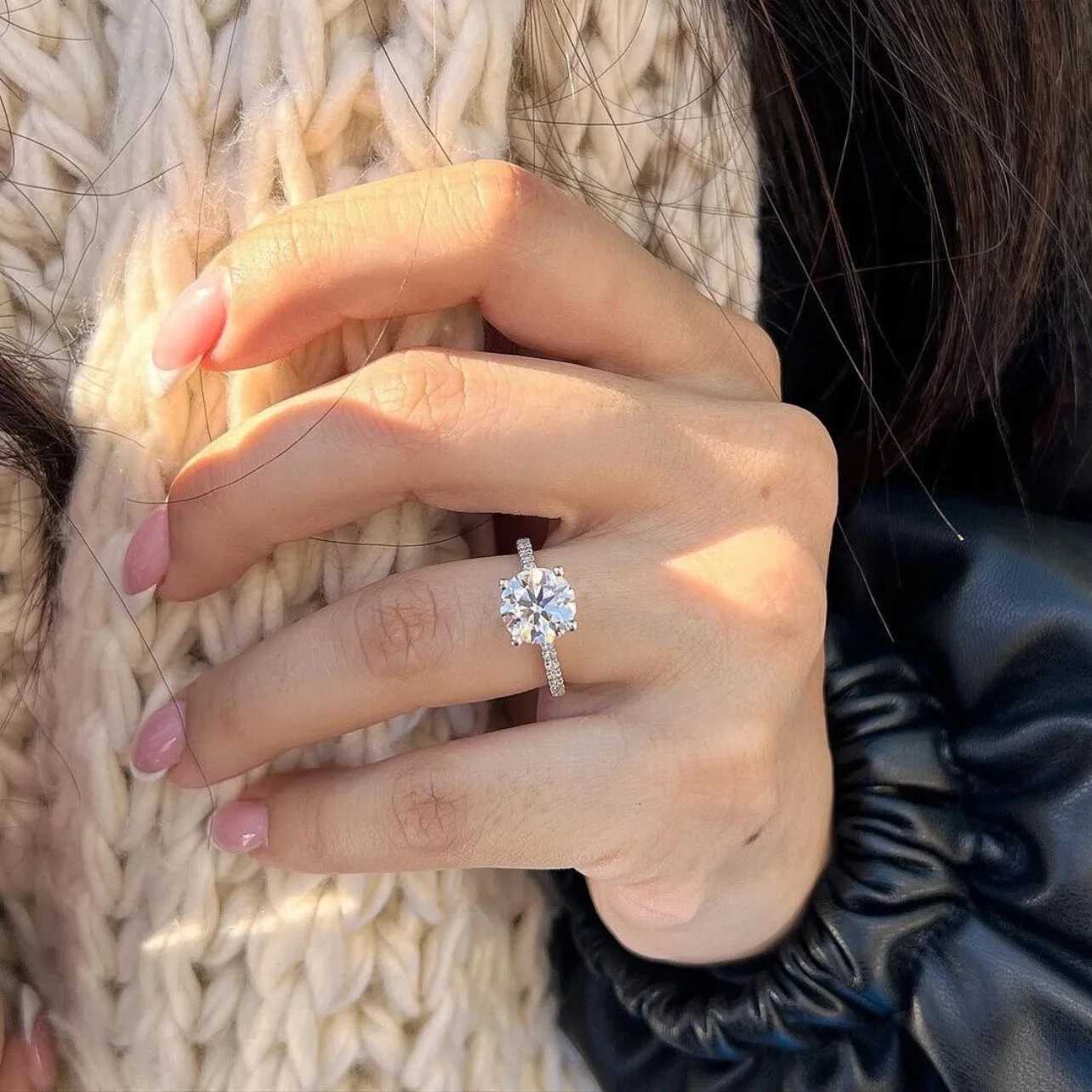 GRA Certified 1-3ct Moissanite Diamond D Color Four Prong Ring Real 925 Sterling Silver Fine Jewelry Wedding Gift for Women Y250808