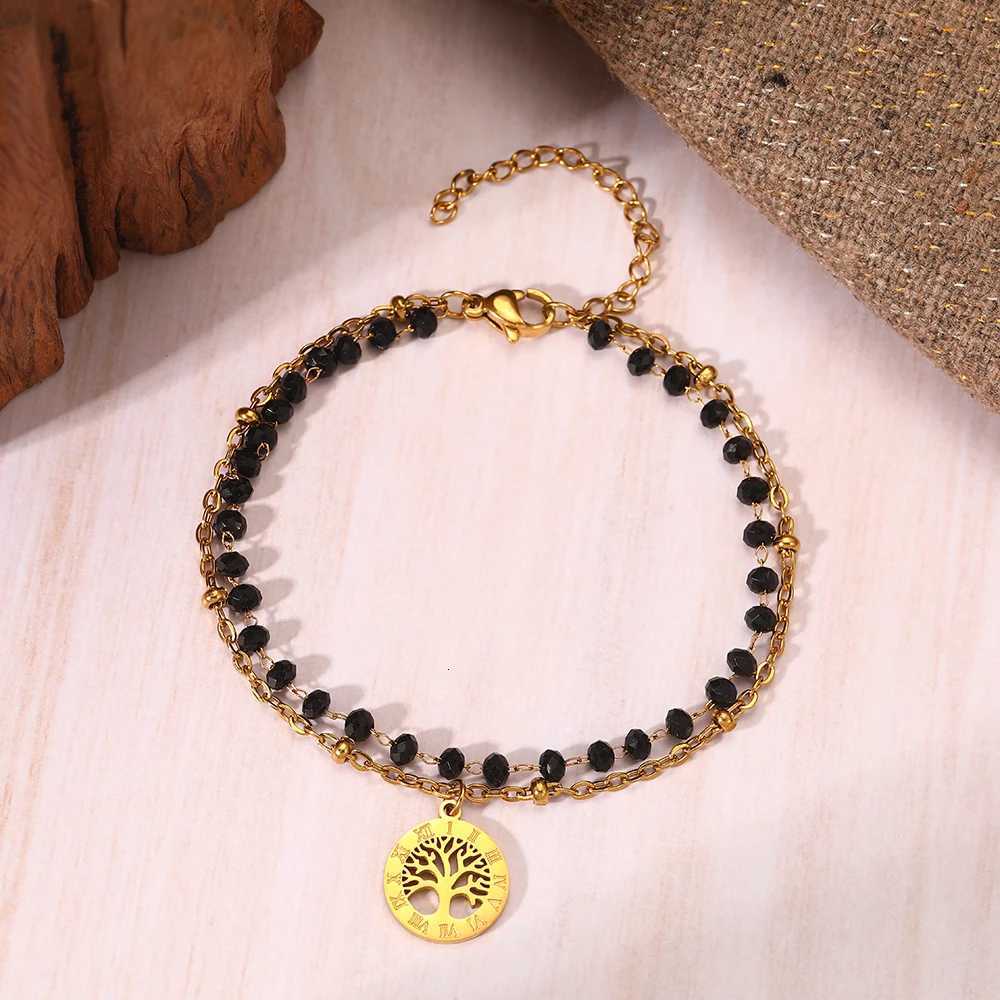 2023 New Design Vintage Elegant Stainless Steel Bracelets The Tree of Life Beaded Chain Fashion Bracelet for Women Jewelry Gifts Z250807