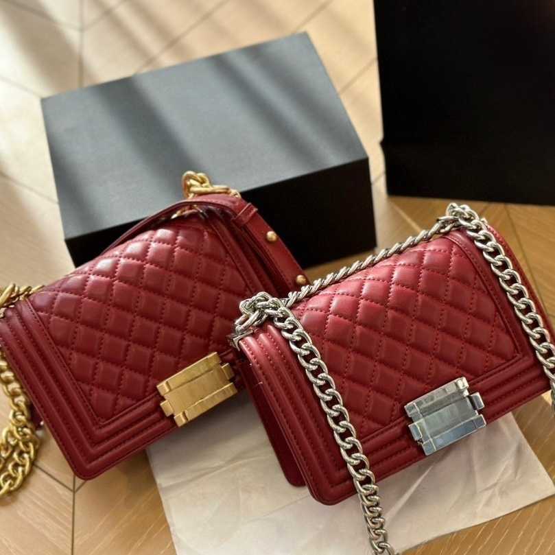 10A New Luxurious shoulder bag Diamond Lattice Designer Top quality BOY mouth cover bag 25CM woman fashion handbag leather crossbody bags chain bags Designer Bag 03