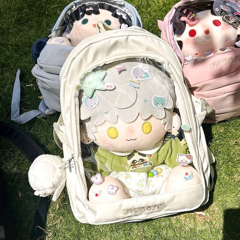 2025 Autumn New Women s Backpack Versatile Cotton Doll Transparent Pain Bag Cute and Soft College Style Student Backpack Autumn New Designer Backpack