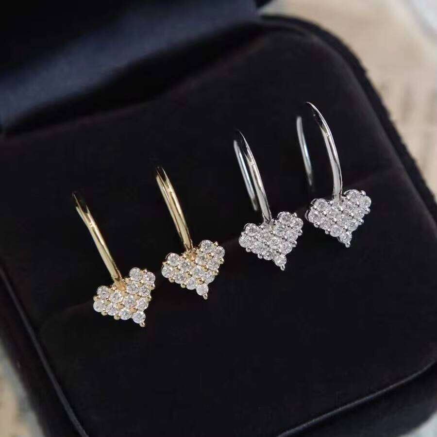 Light Gold Lab Custom Hoop Dia Stud Jewelry Womens Heart Shape Earrings