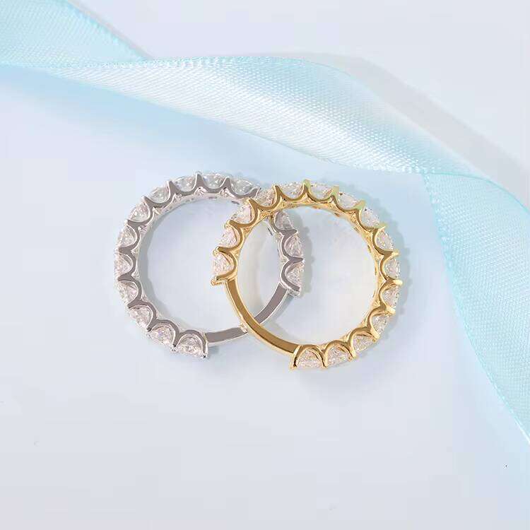 Fine Jewelry Solid Yellow Gold 3mm Round Cut Lab Dia Wedding Ring