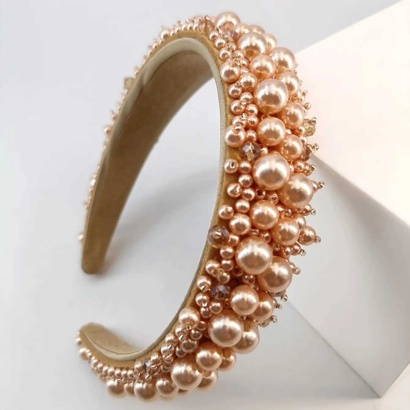 1.18inch Faux Pearl Crystal Fabric Plastic Band Exquisite Hair Accessory for Prom Party Dr Up Y250808