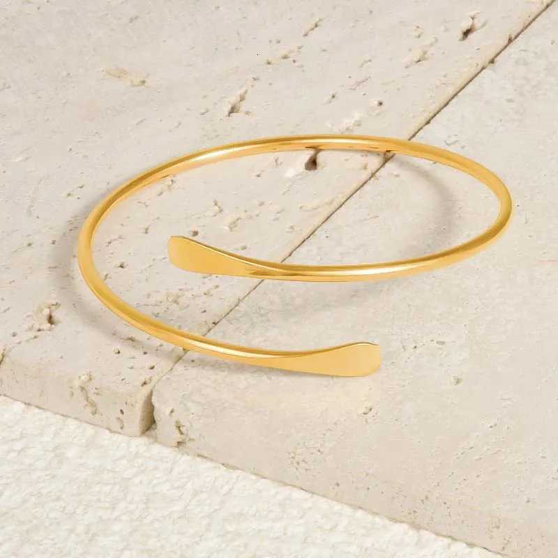 Fashion Metal Geometric Open Cuff Bracelets for Women Men Simple Gold Color Smooth Adjustable Bracelet Party Jewelry Couple Gift Z250807