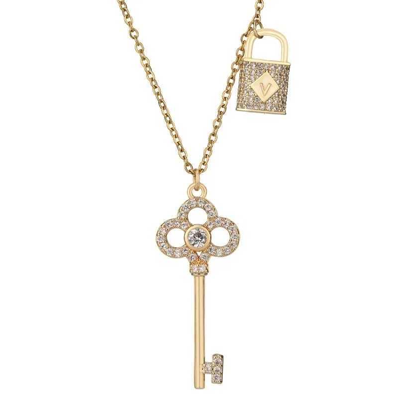 New Keylock Zircon Necklace with a Unique Fashionable and Cool Style Collarbone Chain y250808