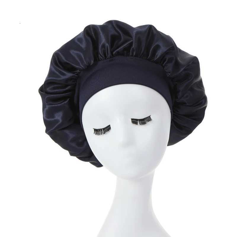 2PCS Milk Imitation Silk Wide Brim Satin Cloth Womens Hair Hat Bonnet Elastic Band Headwear bonnets for women Z250808