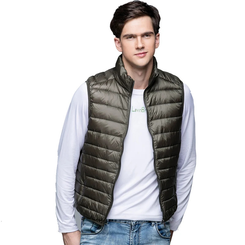 Spring Man 90% Duck Down Vest Ultra Light Jackets Men Fashion Sleeveless Outerwear Coat Autumn Winter Coat 250804