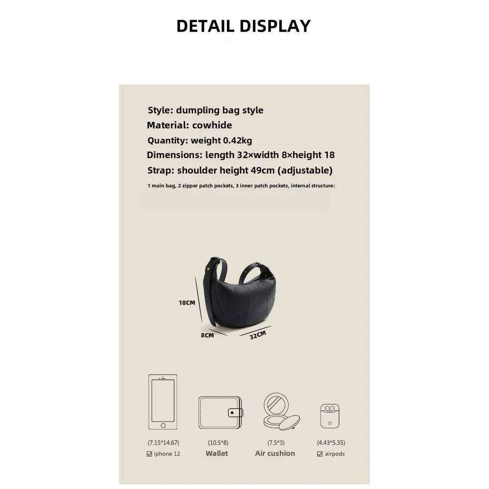 2025 New Top-Grain Cowhide Leather Crossbody Hobo - Ladies' Luxurious, Versatile & Sophisticated Shoulder Bag 20250805