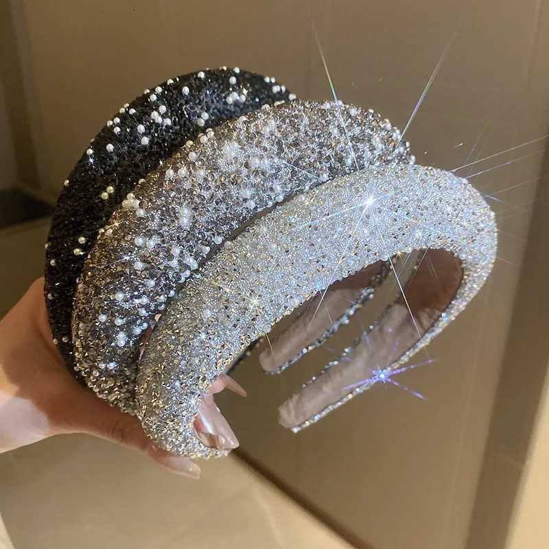 Luxury Inlaid Rhinestone Hairbands for Women Korean Fashion Hair Pure Band Small Pearl Wedding Hair Jewelry Y250808