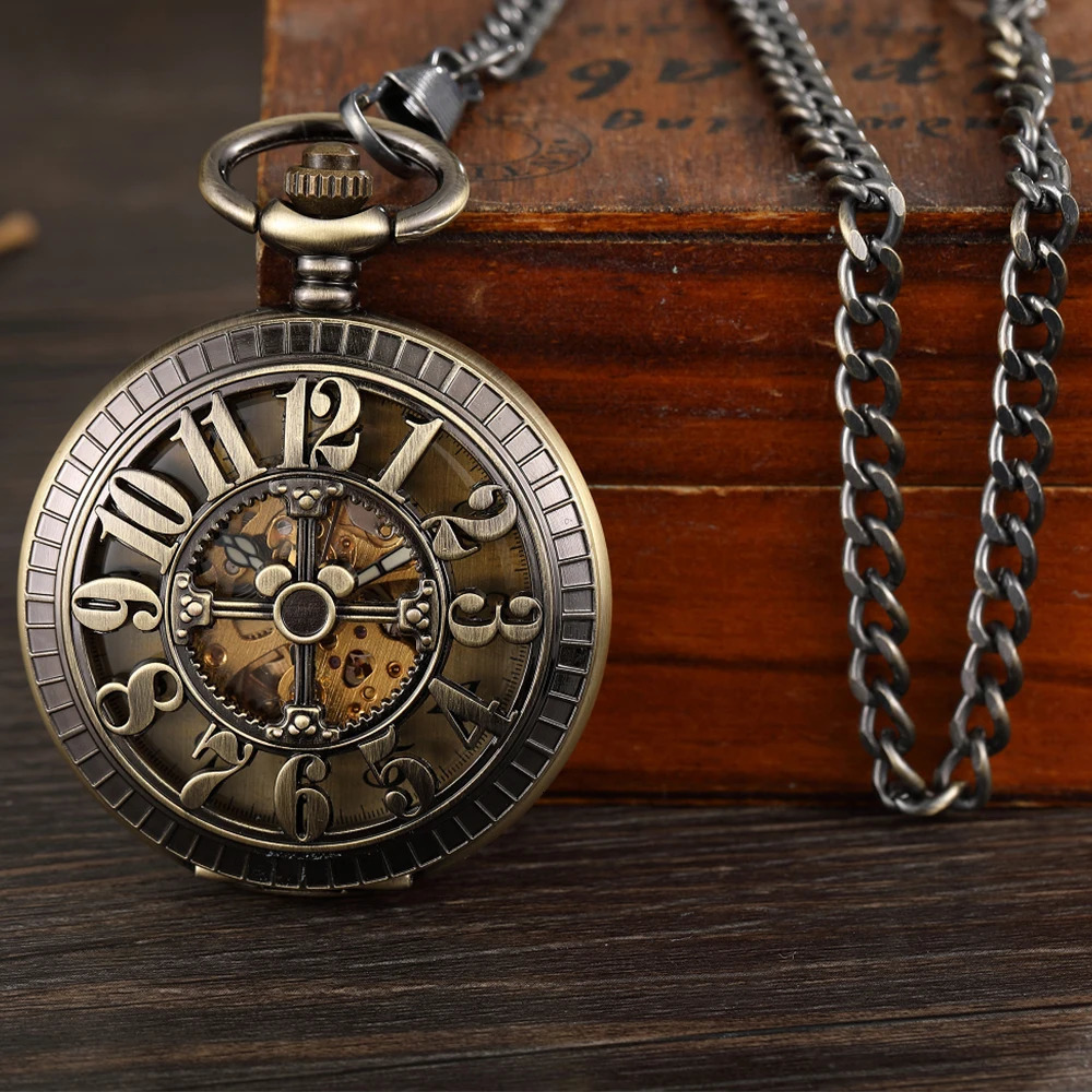 Lady Pocket Watch Skeleton Mechanical FOB VIntage Pocket Watch for Men montre de poche retro Steampunk 250807