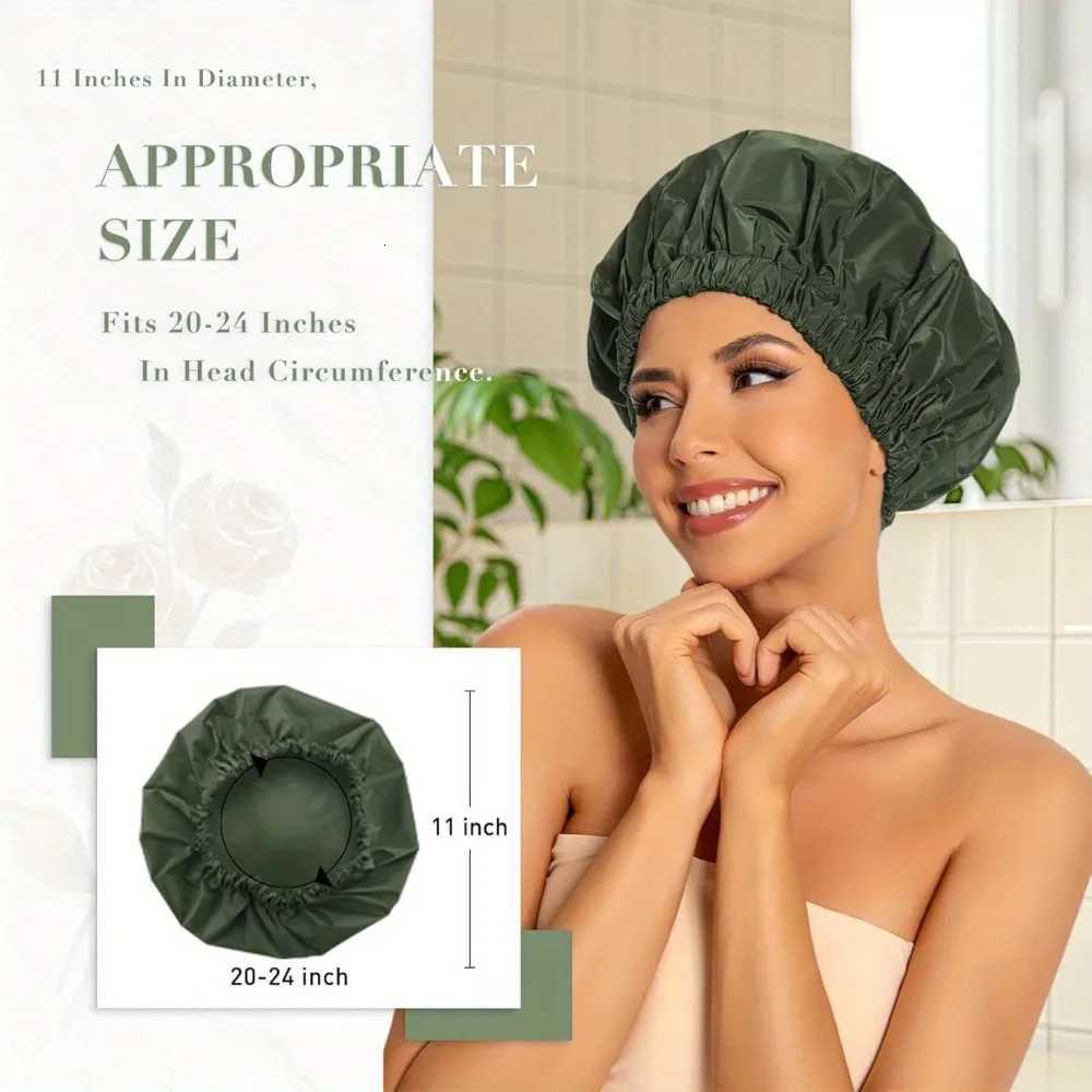 Womens Fashion Bonnet Soft Double Layer Button Adjustable Hair Hat for Daily Home Comfortable Sleep Hat Shower Caps Z250808