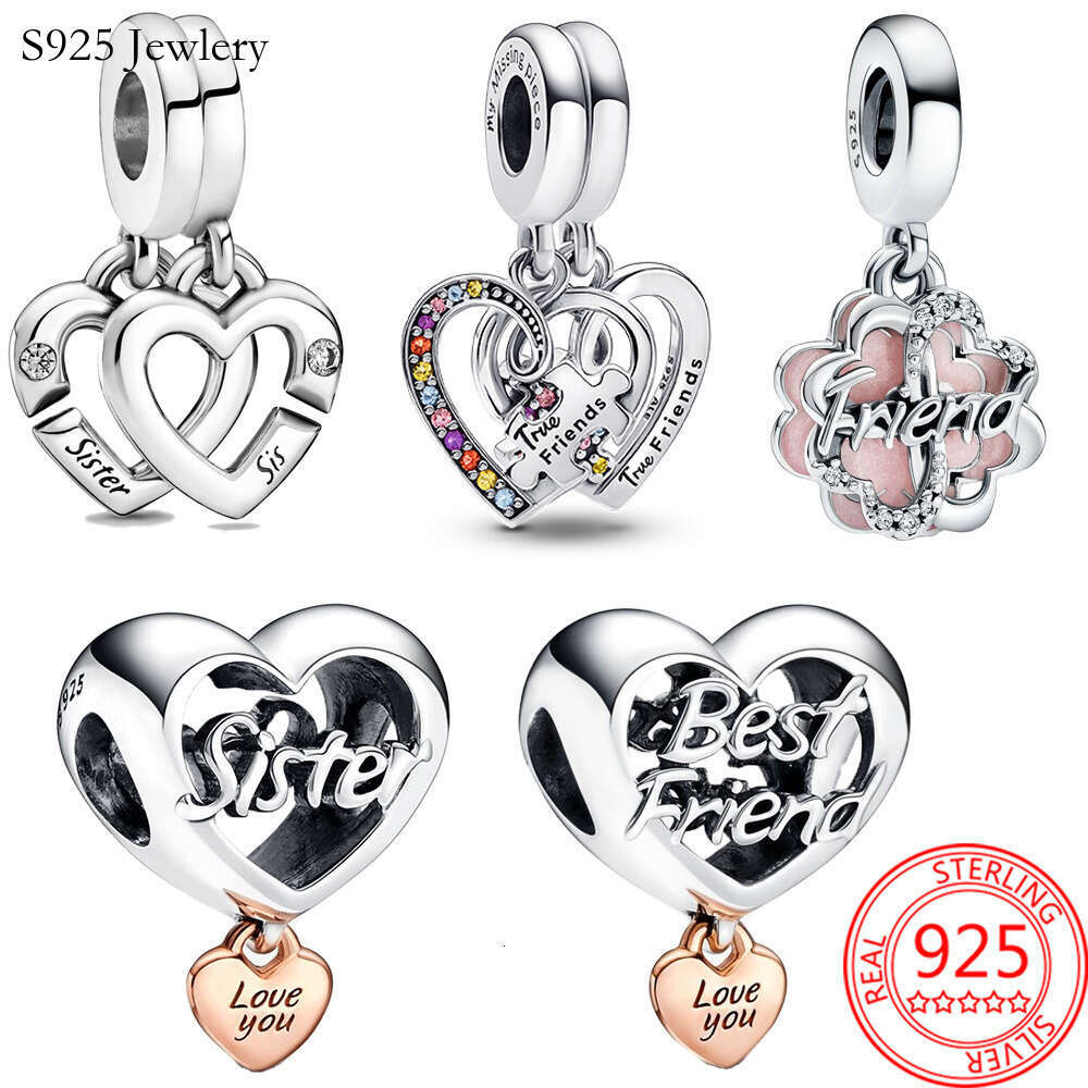 The New Popular 925 Sterling Silver Jewelry Puzzle Four Leaf Heart Charm Pendant Is Suitable For Primitive Female Diy Bracelet Making Fashion Accessor