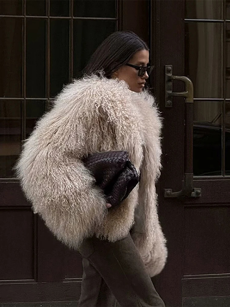 In Winter Fluffy Faux Fur Coats For Women Elegant Long Sleeve Warm Jackets Female Street Office Lady Chic Outerwear 250806