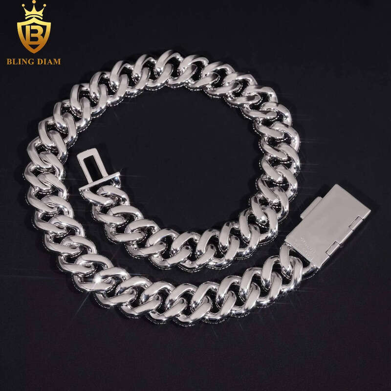 20mm High Quality Hip Hop Jewelry Cuban Link Chain Sterling Sier Moissanite Bracelet Necklace