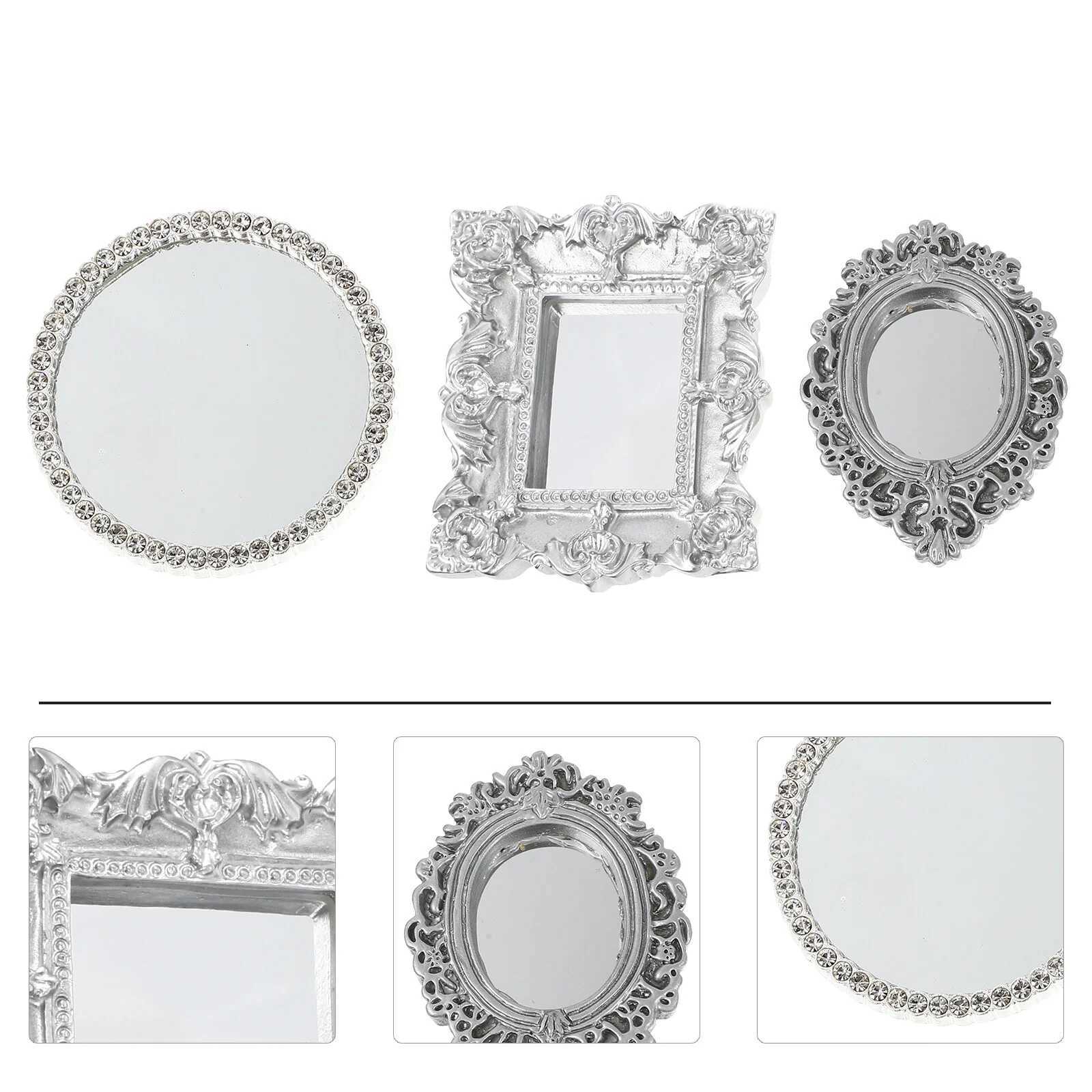 3 Pcs Mirror Prop House Decor Garden Ornaments Home Goods Pretend Resin DIY Accessory Micro Scene Toys Kids Z250807