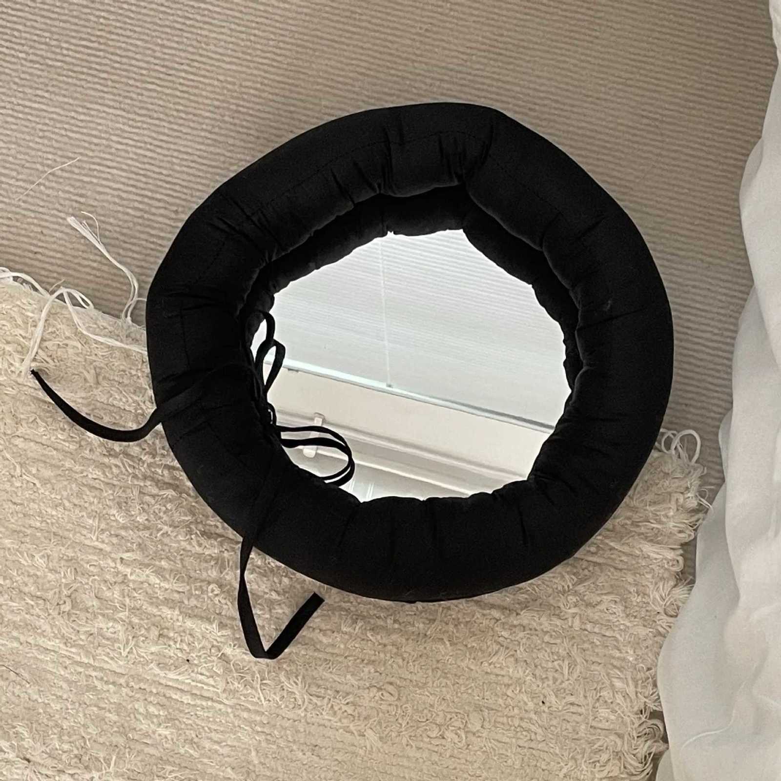 Padded Fabric Wall Mirror Modern Home Decor Acrylic Hanging Vanity Mirror Soft Edge Minimalist Decor Mirror Z250807