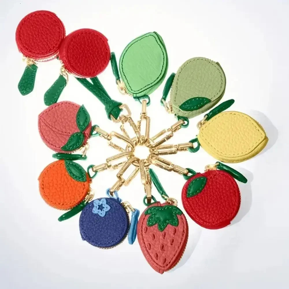 Mini Cherry Fruit Shape Coin Purse Cute PU Leather Pendant Korean Style Keychain Earphone Bag Mini Storage 250807