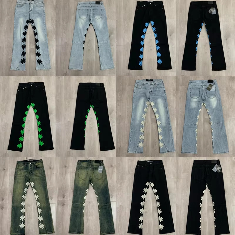 Designer Mens Jeans Fashion All-match Men Women Denim Pants Color Embroidery Flower Logo Lostshdws Trousers