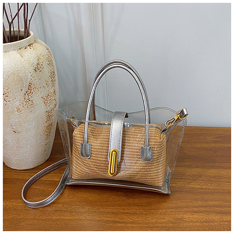 Luxury Brand Designer Bag Summer New Transparent Woven Bag High-End Silver Beach Jelly Bag Versatile Commuter Shoulder Crossbody Bag