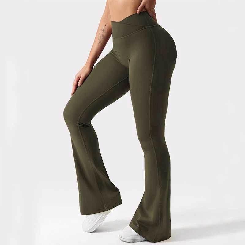 Yoga Flared Pants Womens High Waist Hip Lifting Wide Leg Pants Outdoor Leisure Tights Running Fitness Wear Gym Workout Leggings XJ250808