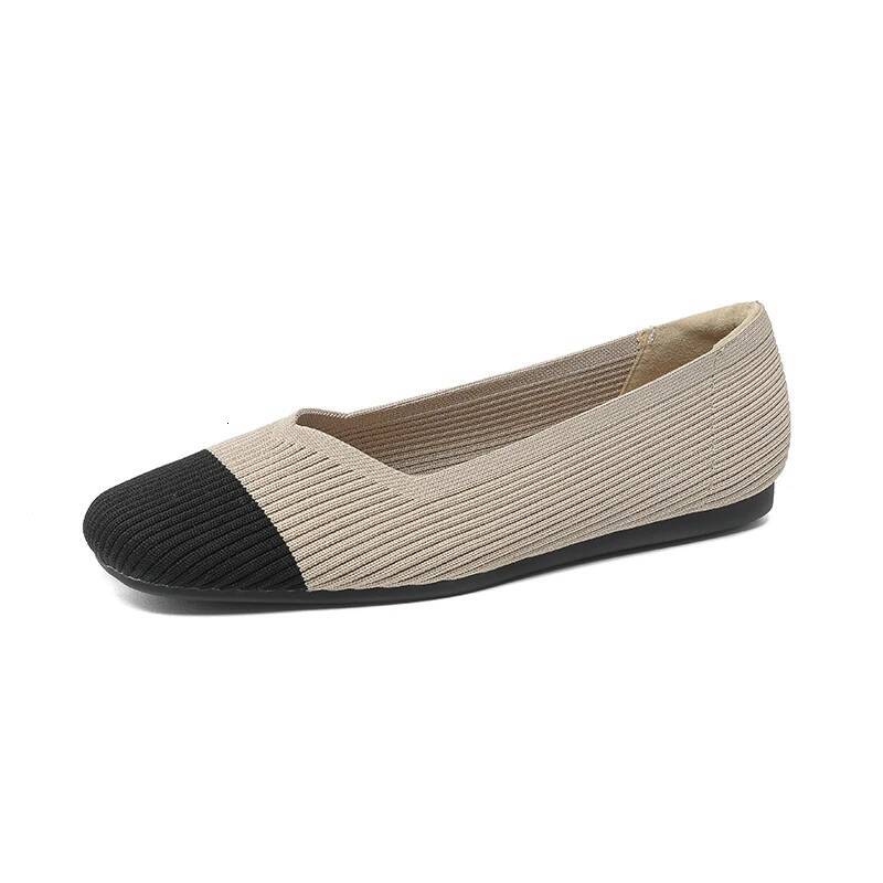 Loafer Spring 2025 New Square Head Knitted Loafers Casual Large Size 41 42 43 Flat Ballet Shoes Women ddmysaturn