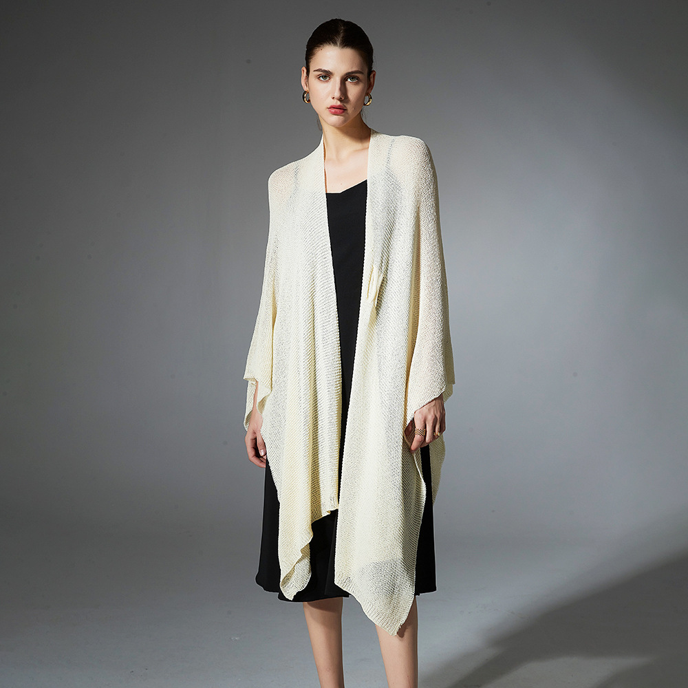 K1617 High-grade anti-pilling 2025 new shawl spring and summer thin knitted cardigan solid color shawl outer wear