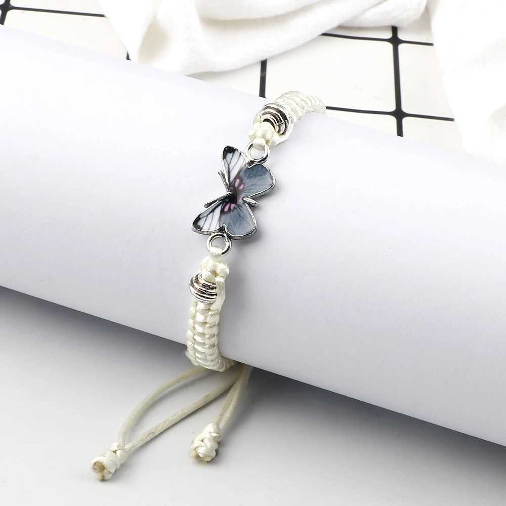 Hot Gray Butterfly Fashion Bracelet Classic Black White Braided Rope Chain Handmade Bracelets for Women Men Adjustable Jewelry Z250807