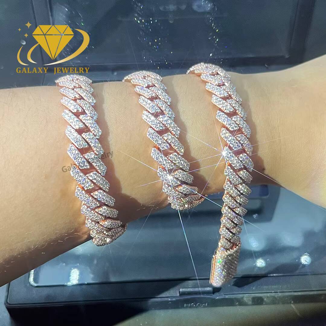 High Quality 8mm Moissanite Chian 2Rows Hip Hop Jewelry for Men 925 Silver Iced Out Cuban Chain with GRA Certificate