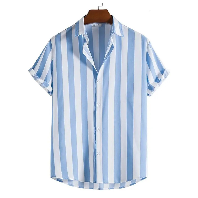 Striped Simple mens Shirt Casual Loose Lapel Cardigan Top Large Size shortsleeved highend Comfortable And 250807
