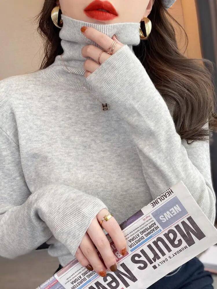 2025 autumn winter Basic Slim soft solid color turtleneck Sweater Pullover Women Casual Long Sleeve chic bottom knitted Jumper dongdumaoyi