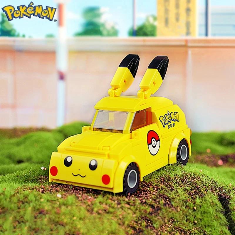 Pokemon Building Blocks Pikachu Mini Food Car Bus Model Bricks Desktop Decoration Ornaments Children DIY Toys Holiday Gifts