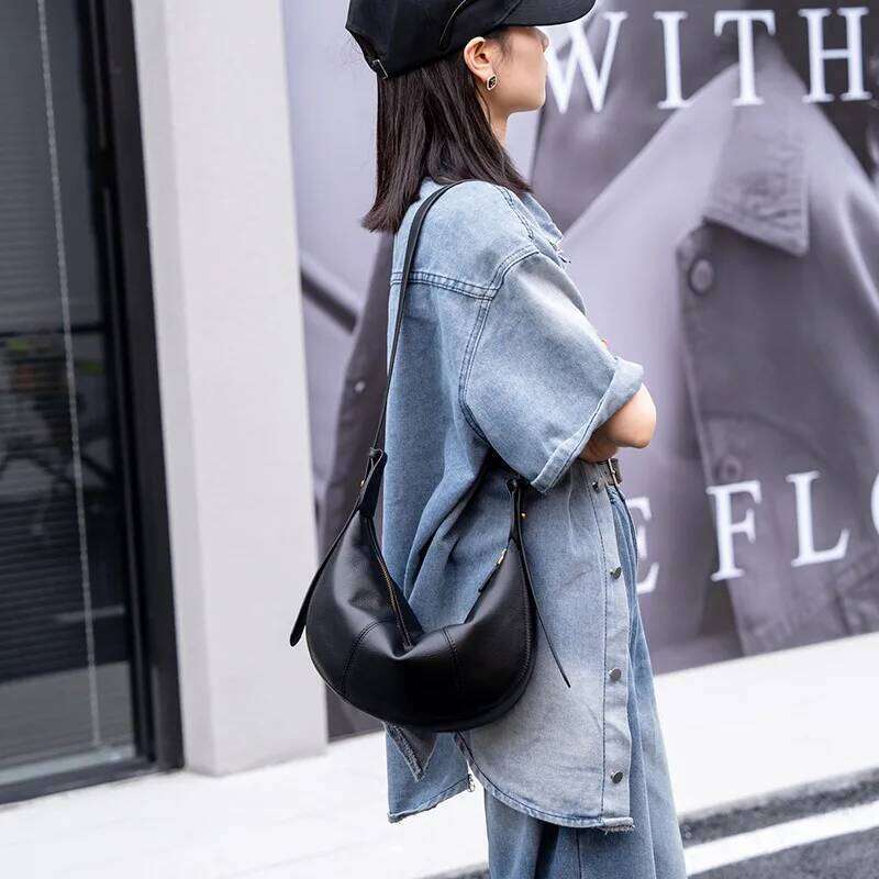 2025 New Top-Grain Cowhide Leather Crossbody Hobo - Ladies' Luxurious, Versatile & Sophisticated Shoulder Bag 20250805