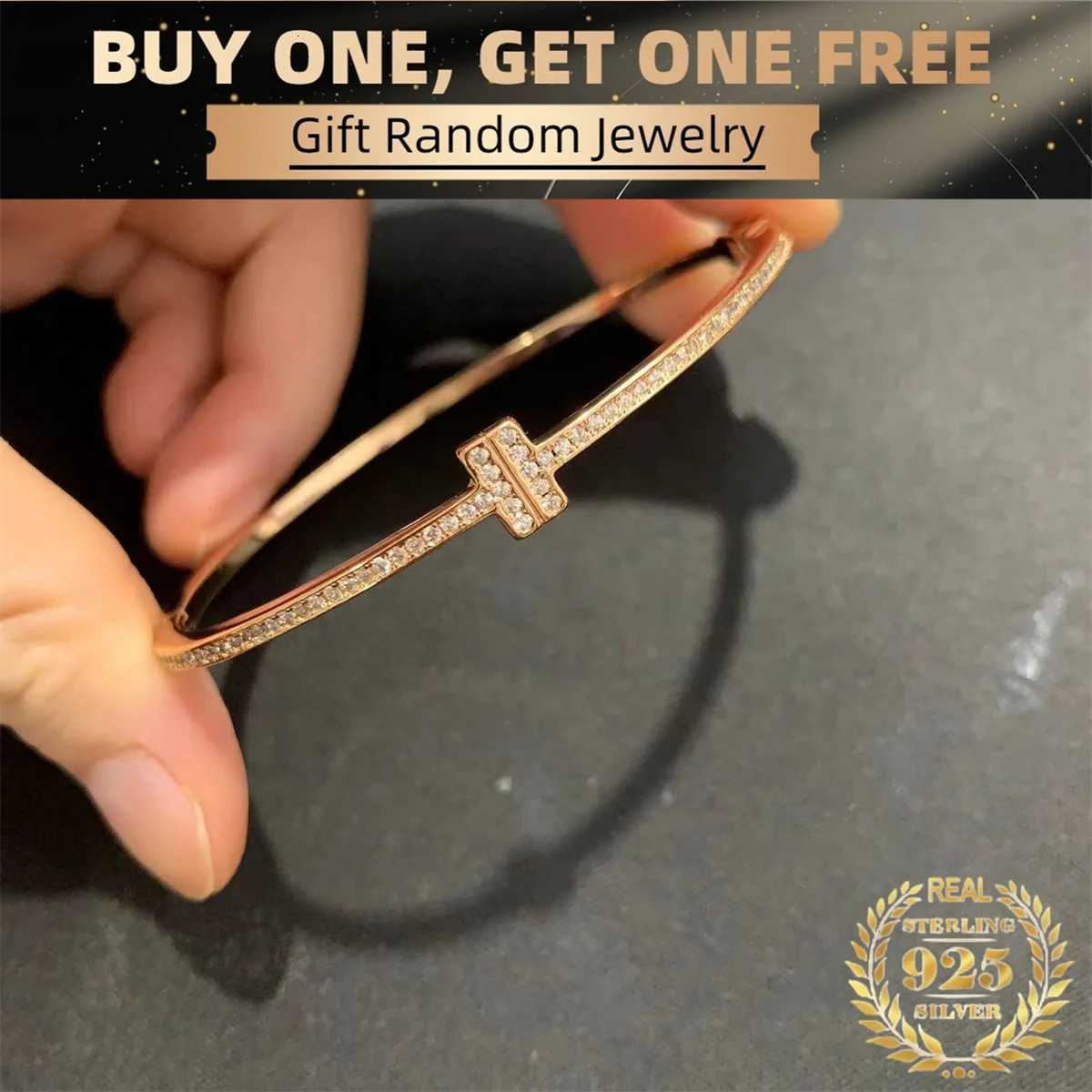 925 Silver Fashion Gemstone Bangle Rhinestone Full Metal Bracelet For Women Birthday Party Christmas Gift Jewelry y250808