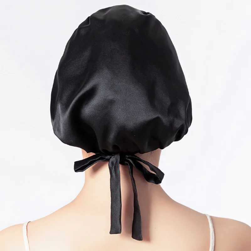 Birdtree 16MM Natural Mulberry Silk Sleeping Cap 1 Layer Shower Nightcap Housework Cooking Haircare Bonnet Protector A34316M Z250808