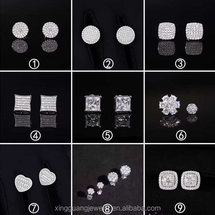 High Quality White Gold Plated Sterling Sier Shiny Vvs Moissanite Dia Four Leaf Clover Jewelry Stud Earring