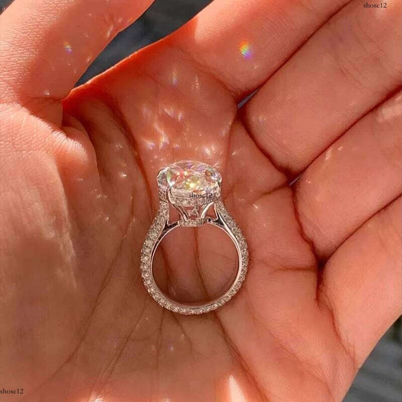5 6 7 8 9 10 Carat Au585 14K White Gold Oval shape moissanite Dias Women Wedding Party Engagement Ring Classic Trendy