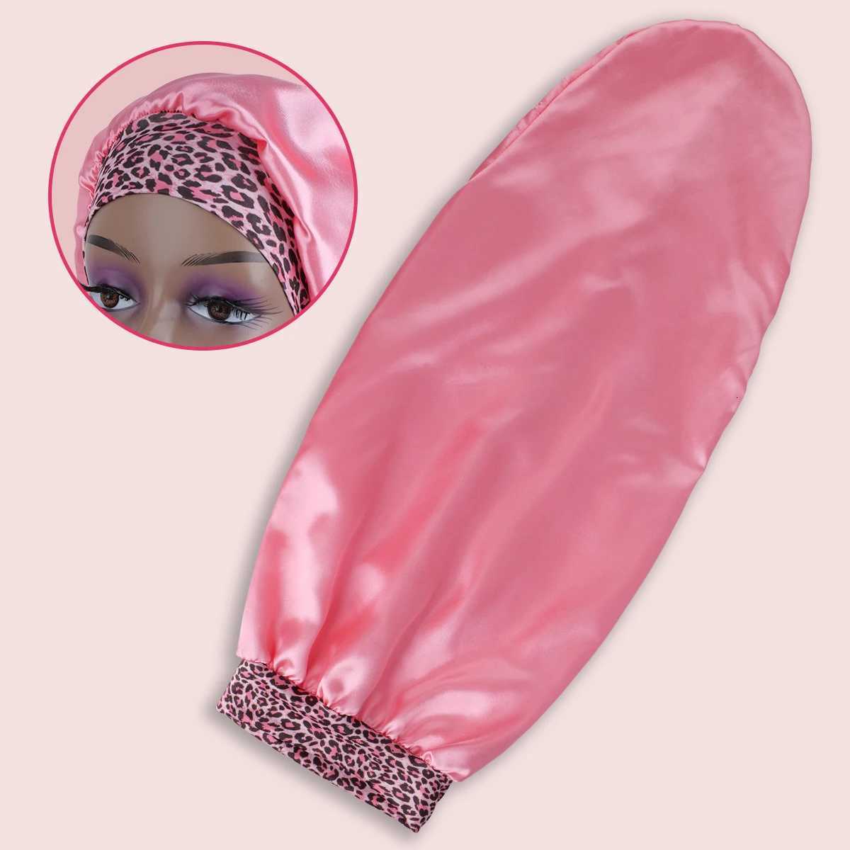 2024 Womens Extra Long Satin Sleep Bonnet - Oversized Elastic Hair Turban with Adjustable Ribbon Breathable for Curly/Natural Hair Z250808