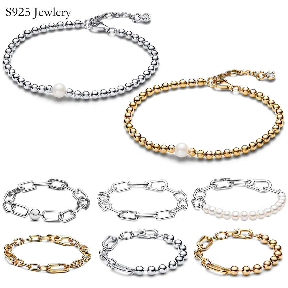 2024 Silver K Chain Bracelets Women ME Collection Pearl Adjustable Bracelet Charms Accessories Fashion Jewelry Gift DIY