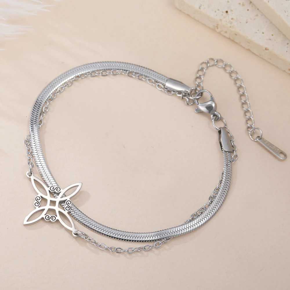 Dawapara Witch Knot Charm Bracelet for Women Celtics Knot Protection Amulet Bead Chain Stainless Steel Witchcraft Wiccan Jewelry Z250807