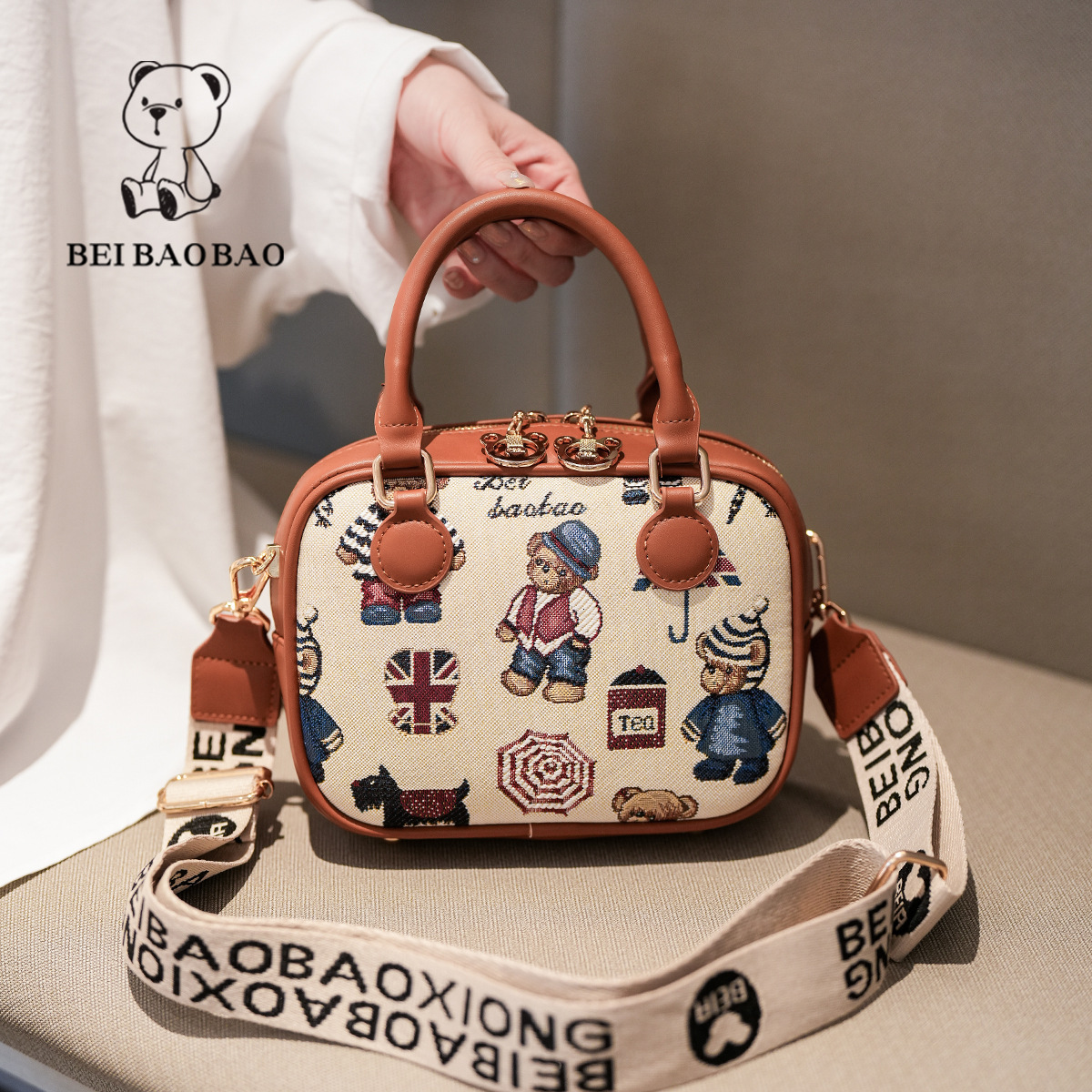 New Cute Ins Cartoon Bear Niche Design Trendy Shoulder Crossbody Bag ddmymoon