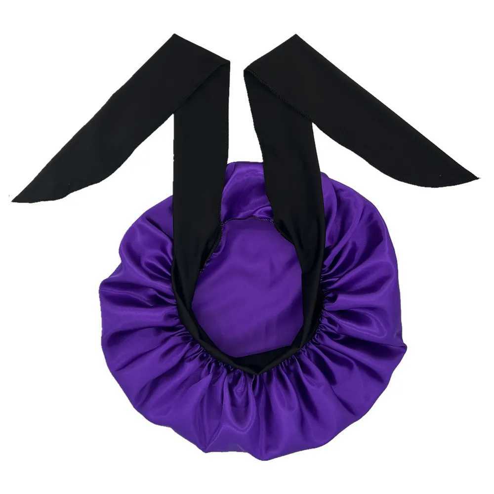 Satin Bonnet Silky Bonnet With Elastic Tie Band Adjustable Straps Hair Bonnet Jumbo Size For Sleeping Satin Bonnet Stretchy Tie Z250808