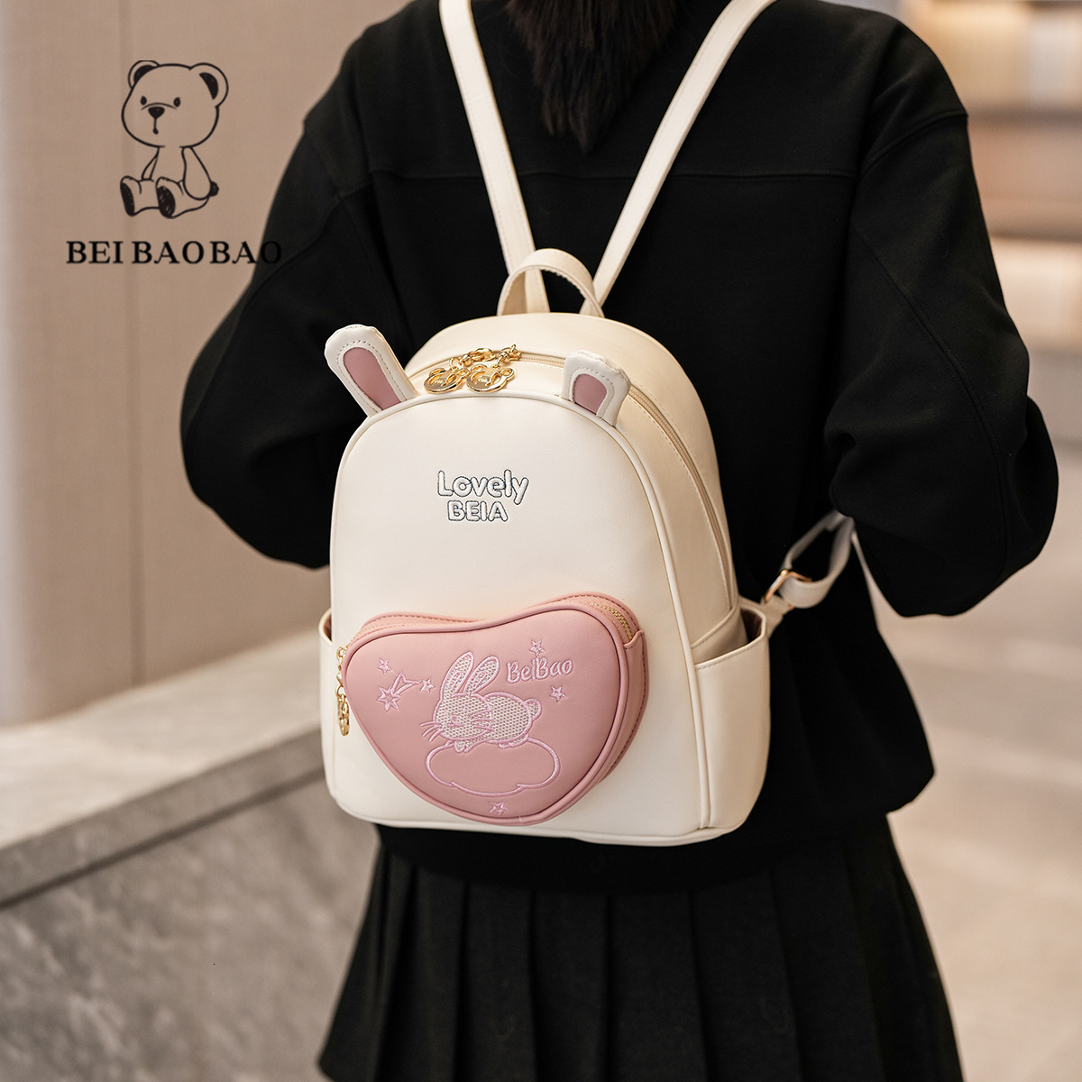 Fresh Sweet Cute Lady Color-Block Large Capacity Travel Backpack for Women ddmymoon