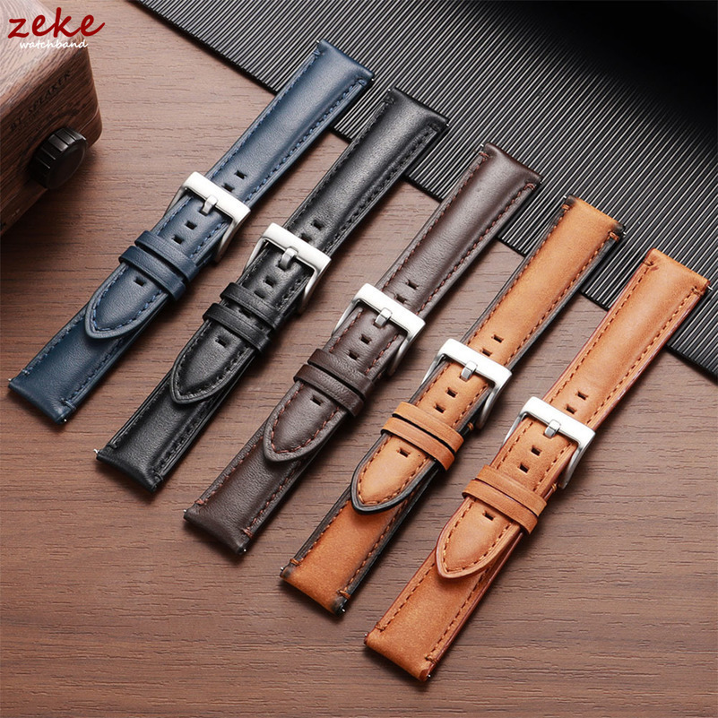 Premium Genuine Leather Watch Band 20mm 22mm 24mm for Soft Stitching Cowhide Strap Business Wristband 250805