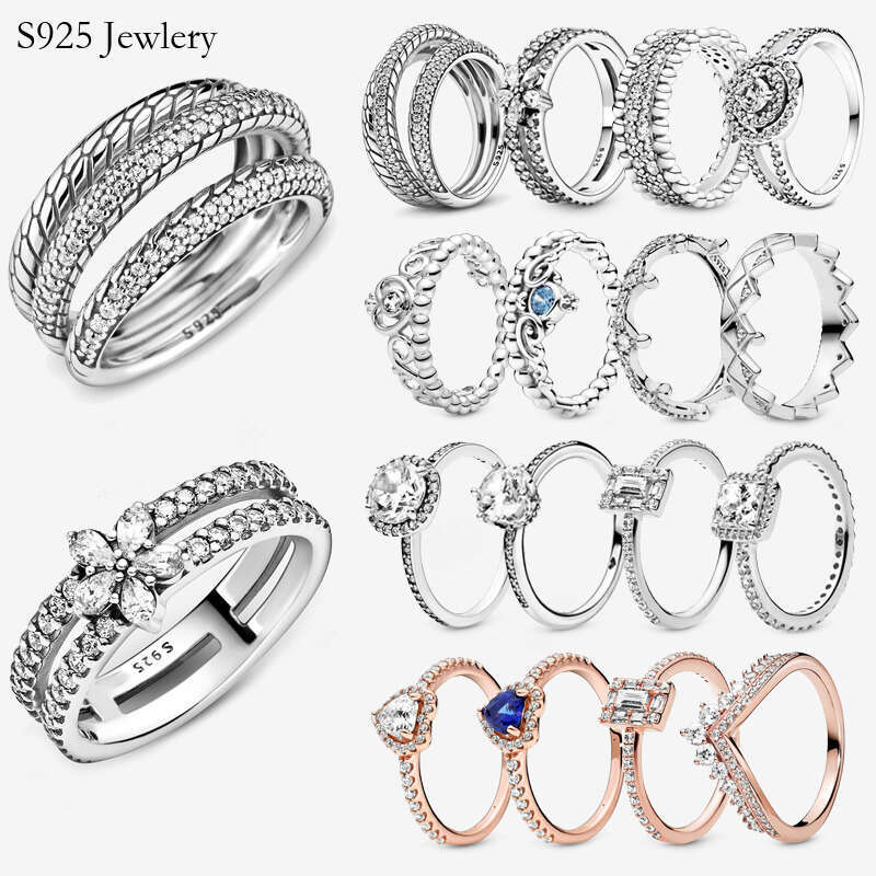 2024 Popular Silver Ring Flower Flowers Crown Crown Ms. Engagement Anniversary Jewelry