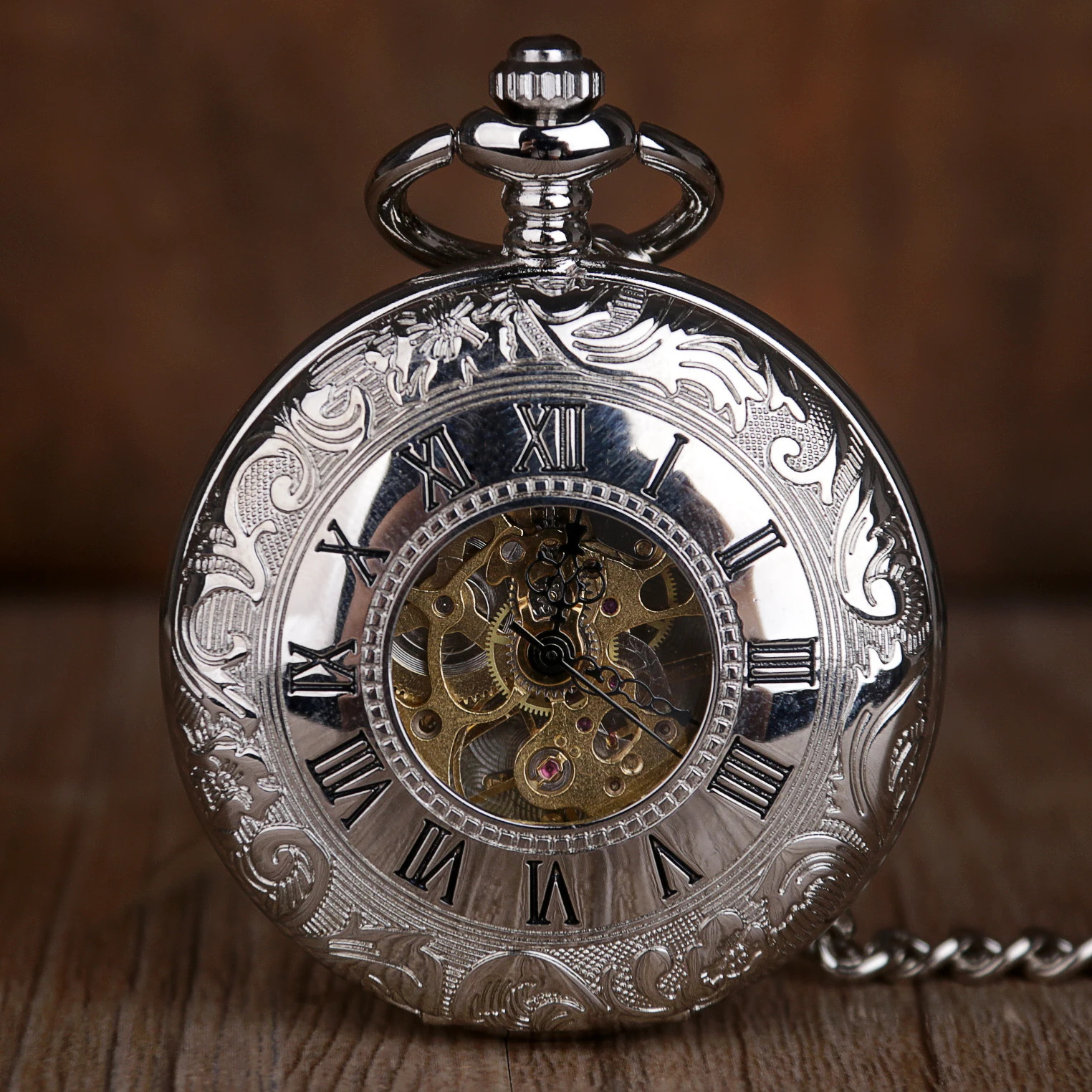 Silver Mechanical Pocket Watch Personalised Vintage 2 Sides Open Case Selling Hand Wind Fob Watch relojes de bolsillo 250807