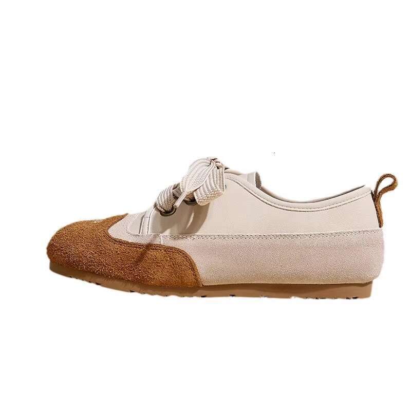 2025 Spring New Women's Matte German Training Shoes Versatile Ugly Cute Comfortable Soft Sole Lace-up Flats