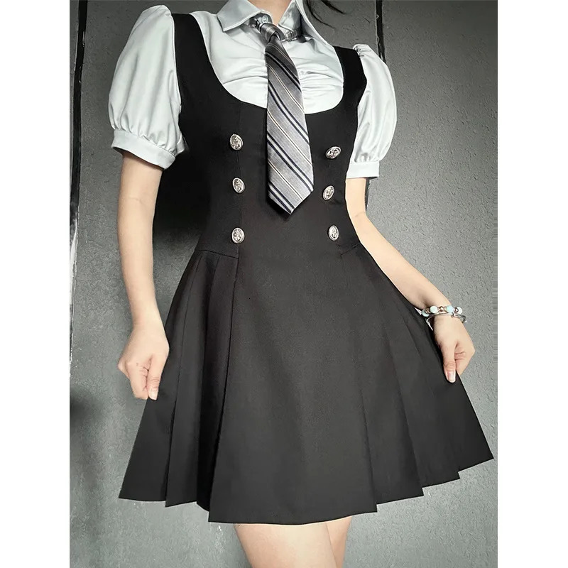 2025 korea japan jk uniform college style sweet fashion women shortlong sleeve blouse dress set twopiece 250729