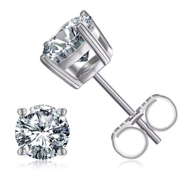 VVS 5mm 6mm Moissanite Stud Earrings Hiphop 925 Silver Bling Moissanite Diamond Round Cut Moissanite Earrings