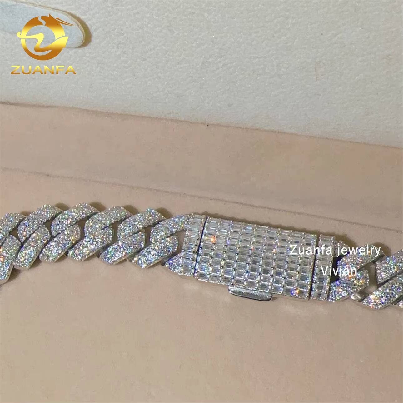 Fashion D Color VVS Moissanite Diamond 16MM Moissanite Necklace Sterling Silver 925 Hip Hop Cuban Chain Cuban Link Necklace