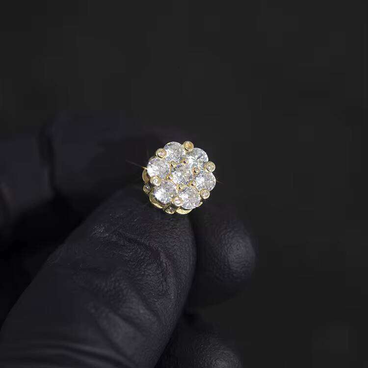 XG Pass Dia Tester Moissanite Cluster Flower Stud Sier Fine Jewelry Earring for Men Women